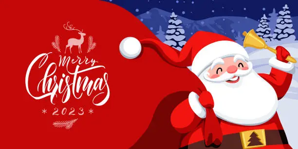 Vector illustration of Merry Christmas Santa Claus Background