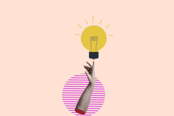 istock hand with lightbulb. Concept of a new idea. Business processes, creativity, solution concepts. Contemporary modern art collage 1414817693