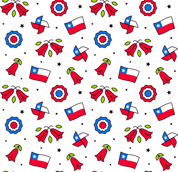 chile fiestas patrias pola mulus - fiestas patrias chile ilustrasi stok