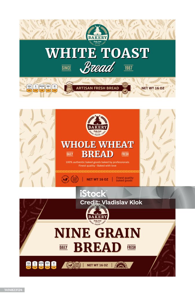 Bread Background Label Bread Horizontal Labels In Modern Style Stock Illustration - Download ...