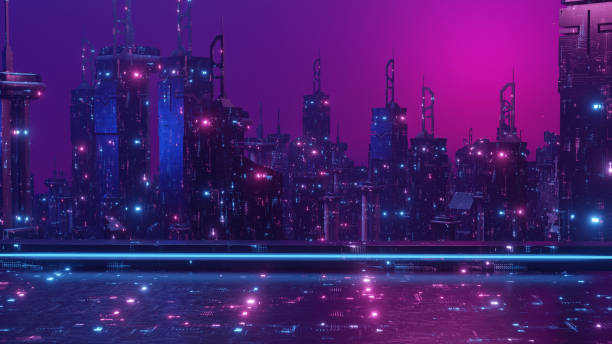 istock Space Age Concept Dystopian Banner Background 3d Render 1414827240