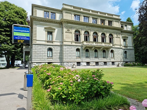 The building Bezirksgericht Winterthur was realized between 1876 and 1879. Architect was  Ernst Georg Jung. The image of the court building was made during summer season,