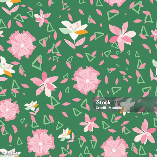 Triangular Flower Pattern Flower Triangle Seamless Pattern Stock Illustration - Download Image ...
