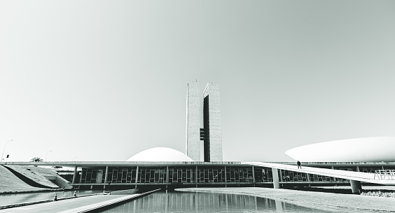 The National Congress of Brazil. Building designed by Oscar niemeyer. It is composed in the Chamber of Deputies and the Federal Senate. Brasilia, Federal District - Brazil. August, 14, 2022.