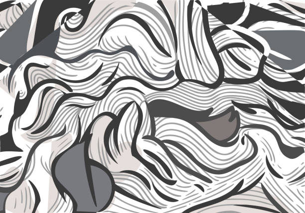 istock Abstract background of gray curves, wavy lines and spots. Composition in the form of a chaotic arbitrary pattern. EPS 10, vector illustration. 1414830041