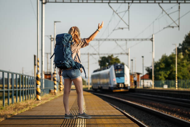 istock Disappointed traveler missed train at railway station 1414833720