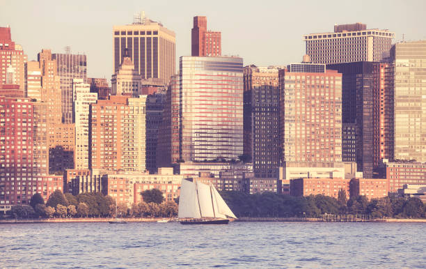 istock Manhattan waterfront at sunset, New York. 1414834920