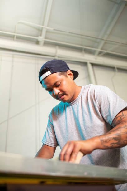 istock Portrait of Paolo Screen Printing Manually Pulling Paint 1414839710