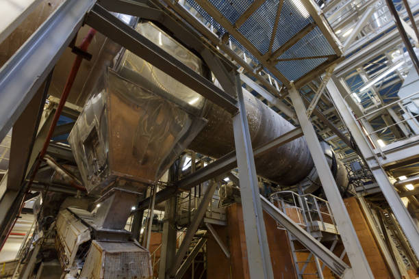 istock Rotary kiln in big chemical foundry. 1414841972