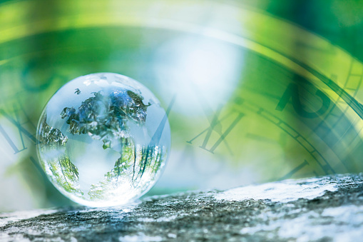 Green & Eco environment, glass globe in the garden taken in 2015.