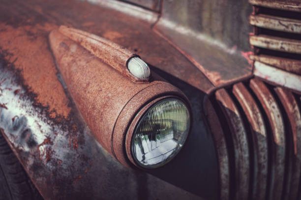 istock Vintage, classic rat rod v8 with a rust effect 1414849354