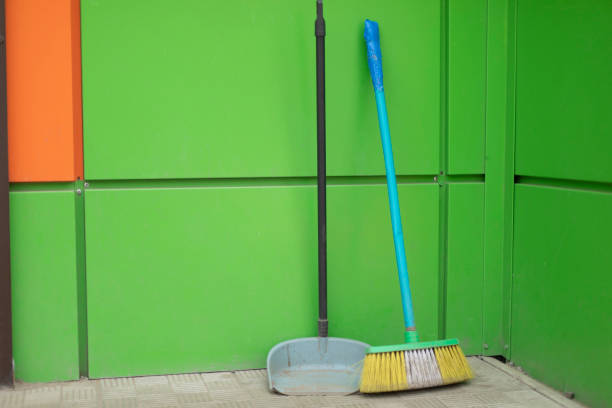 A broom hangs outside a Bavarian mountain hut.