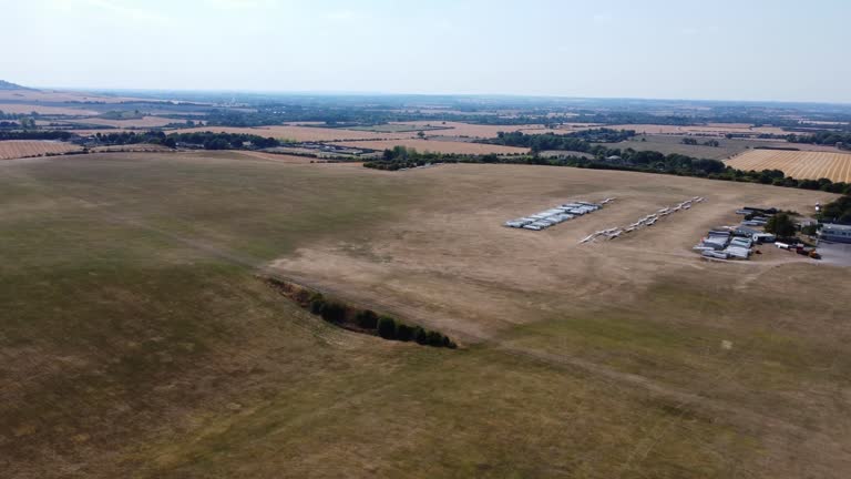 Glider's Airport in the field, High Angle Footage of Drone's Camera