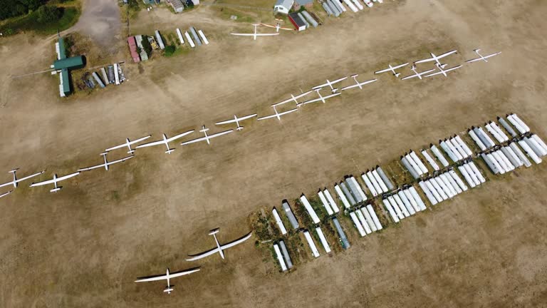 Glider's Airport in the field, High Angle Footage of Drone's Camera