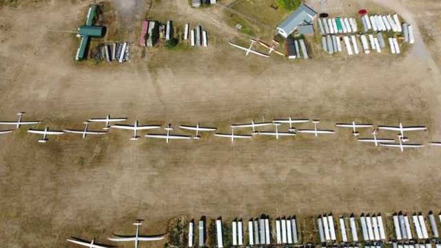 Glider's Airport in the field, High Angle Footage of Drone's Camera