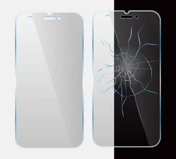 istock set of realistic  broken screen protector film on smartphone or damaged display glass mobile phone or glass cover screen protect smartphone concept. eps vector 1414863292