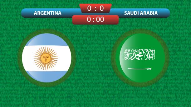 argentinien vs saudi-arabien fußballspiel vorlage - argentina qatar stock-grafiken, -clipart, -cartoons und -symbole