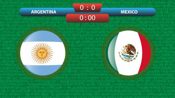 vorlage für fußballspiele in argentinien und mexiko - argentina qatar stock-grafiken, -clipart, -cartoons und -symbole