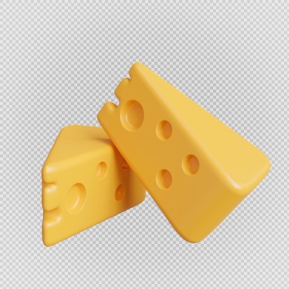 cheese slices minimal 3d,3d rendering,with clipping path.