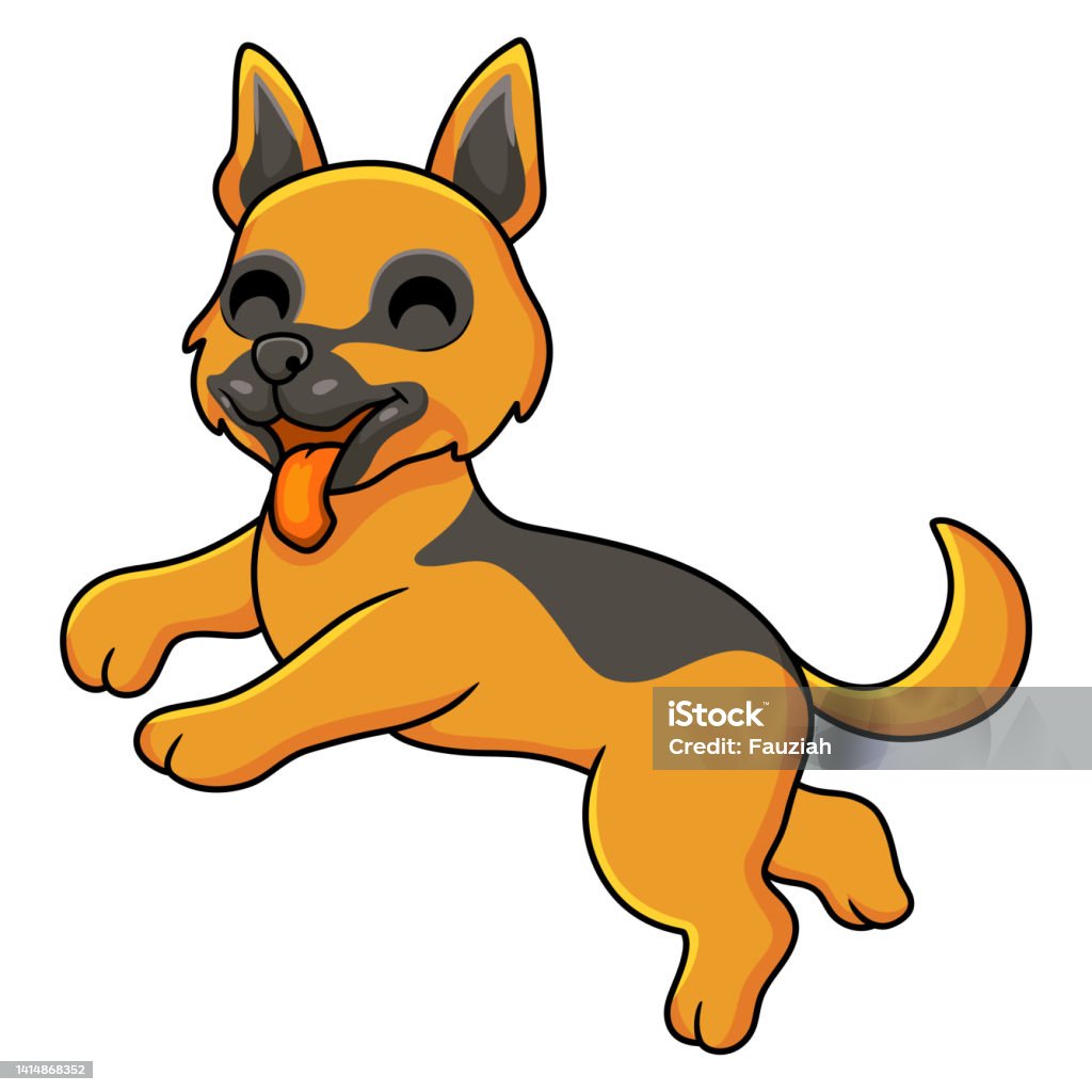 Cute German Shepherd Dog Cartoon Stock Illustration - Download Image ...