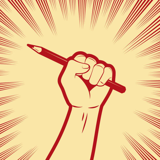 one strong fist holding a pencil - 成人 教育 幅插畫檔、美工圖案、卡通及圖標