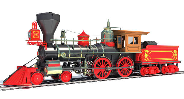 istock Steam Locomotive Train 3D rendering on white background 1414893230