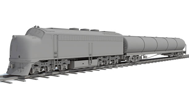 istock Locomotive Train with Tank car 3D rendering on white background 1414893500
