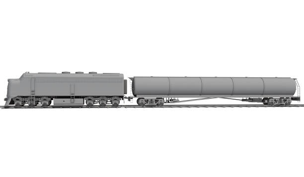 istock Locomotive Train with Tank car 3D rendering on white background 1414893527