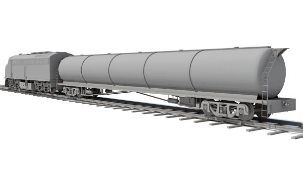 istock Locomotive Train with Tank car 3D rendering on white background 1414893528