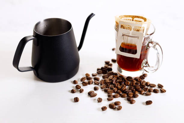 istock Coffee drip bag and coffee beans. 1414893815