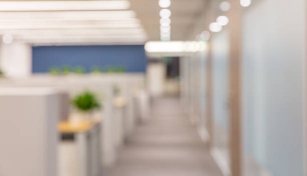 Bokeh imaging effect of interior corridor of modern office Bokeh imaging effect of interior corridor of modern office office cubicle no people stock pictures, royalty-free photos & images