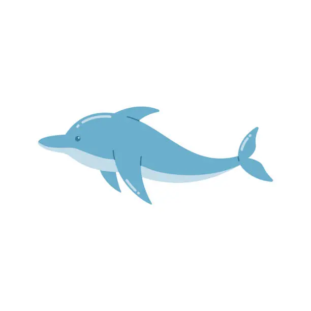 Vector illustration of Funny dolphins jump and swim vector illustration