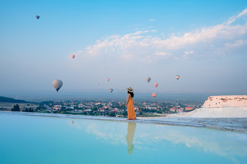 UNESCO, hot air balloon, travertine pools, hierapolis, turquoise color