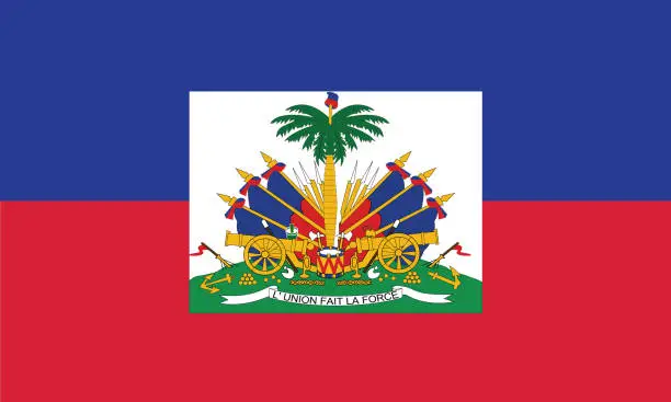 Vector illustration of Vector illustration of the official flag of Haiti. The flag of haiti is the national flag of the Republic of Haiti. The Haitian flags with the coat of arms