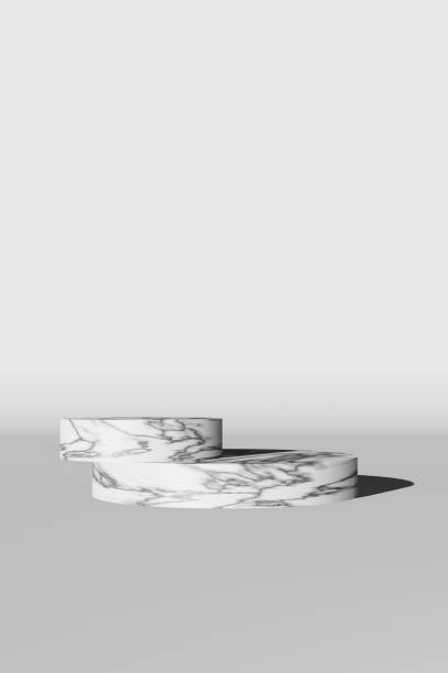 istock Empty marble stones concrete platform podium with harsh shadow 3D render. Premium luxury cosmetic product presentation. 1414914933