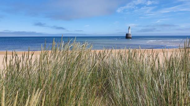 plaża i lighthouse - lighthouse beacon north sea coastal feature zdjęcia i obrazy z banku zdjęć