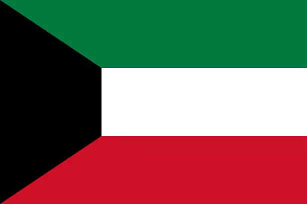 Vector illustration of Flag of Kuwait. Kuwaiti flag.