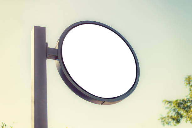 istock Circle metal sign white color sign with space for text 1414919211