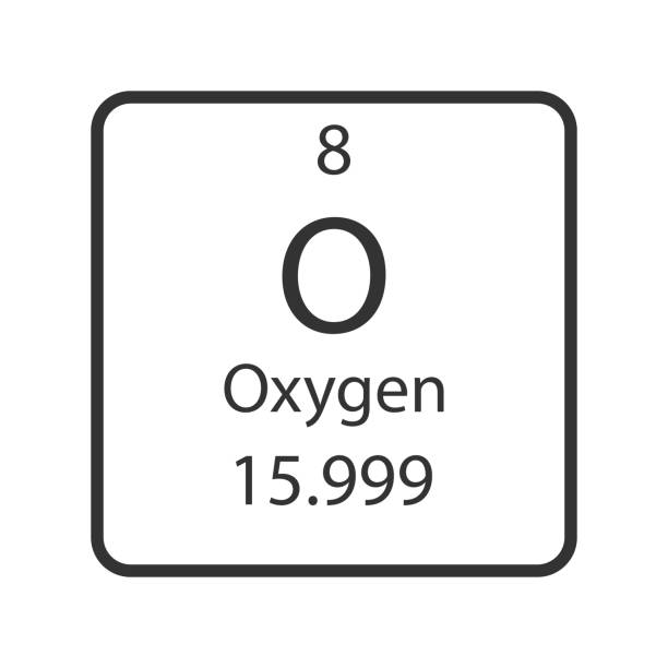 ilustraciones, imágenes clip art, dibujos animados e iconos de stock de símbolo de oxígeno. elemento químico de la tabla periódica. ilustración vectorial. - tabla periódica de elemento de oxígeno