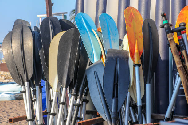 istock Oars And Paddle Boards On The Heap 1414920023