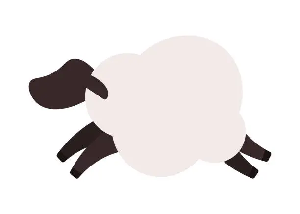 Vector illustration of Jumping sheep semi flat color vector animal