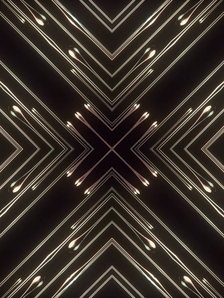 istock Kaleidoscopic pattern flowing drops of liquid metal. Dark background. 3d rendering digital illustration 1414920363