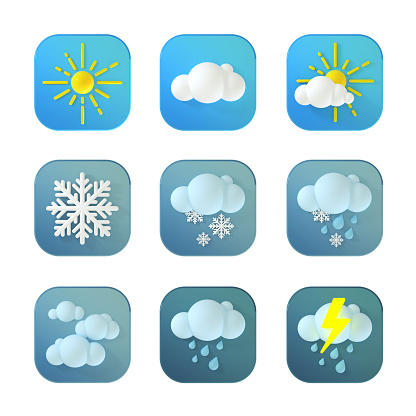 3d weather for web design background. The icon for setting cloudy weather. 3d realistic icons. A set of design elements for weather icons. Isolated objects. 3d illustration
