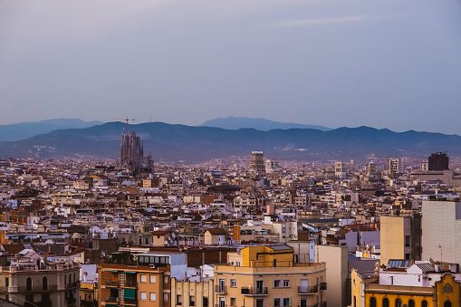 Panoramic view of Barcelona city, Spain