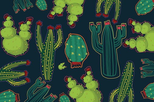 Creative seamless pattern with cactus