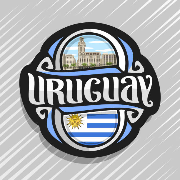 ilustraciones, imágenes clip art, dibujos animados e iconos de stock de logotipo vectorial para uruguay - montevideo uruguay town square travel