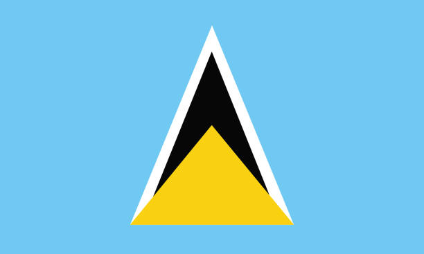 Vector illustration of the official flag of Saint Lucia. The national flag of  saint lucia consists of cerulean blue field charged with a yellow triangle in front of a white-edged black isosceles Vector illustration of the official flag of Saint Lucia. The national flag of  saint lucia consists of cerulean blue field charged with a yellow triangle in front of a white-edged black isosceles isosceles triangle stock illustrations