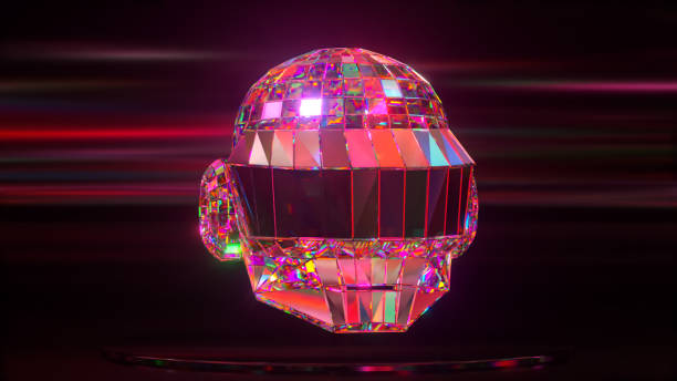 istock Diamond skull shines on a black background. Halloween concept. 3d illustration 1414941557