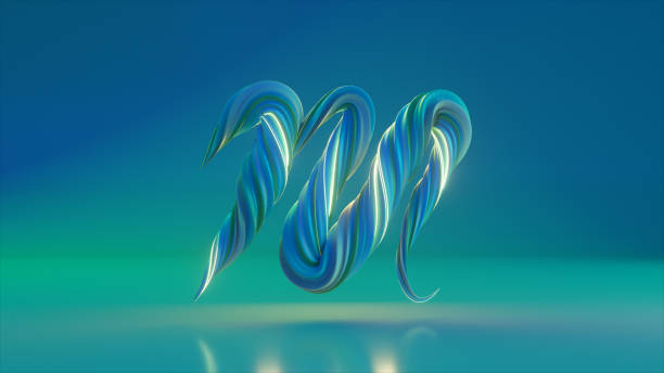 istock Collection Winding Alphabet. Unique twisted letters. Blue. Letter M. 3d Illustration 1414942095
