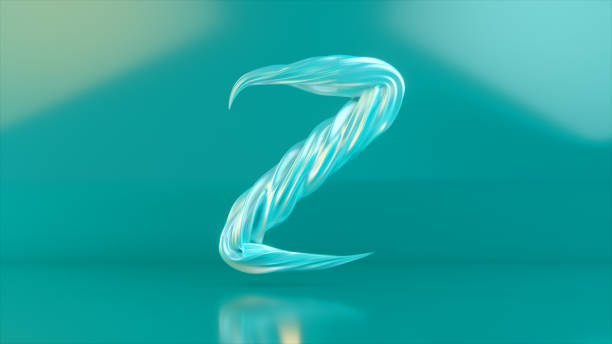 Collection Winding Alphabet. Unique twisted letters. Azure. Letter Z. 3d Illustration
